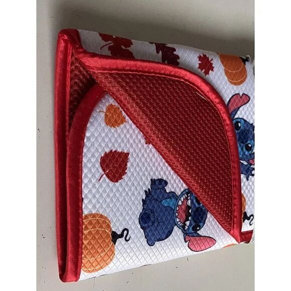 Disney Stitch Dish Drying Mat 18" x 16" Autumn Fall Leaves Pumpkin Thanksgiving - Picture 5 of 11